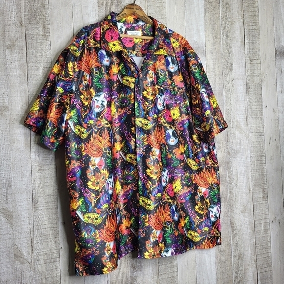 Vittorio Farino Colorful Button Up Shirt. Mardi Gras Vibrant. Masks Colorful XX - Picture 2 of 12